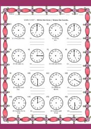 English Worksheet: WHAT TIME IS IT?#1