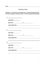 English Worksheet: Dictionary Skills