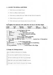 English worksheet: past tense