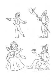 English worksheet: Fairy tales characters. Clothes. Part 3.