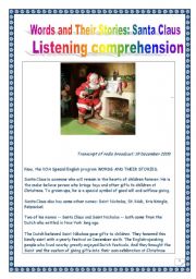 COMPREHENSIVE LISTENING PROJECT - SANTA CLAUS (12 tasks, 8 pages, includes  ANSWER KEY)