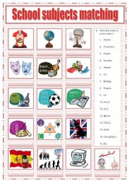 English Worksheet: School subjects