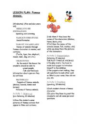 English Worksheet: greeting and famous animals