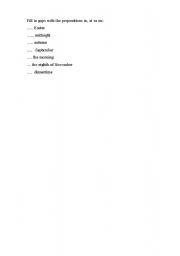 English Worksheet: Prepositions