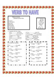 English Worksheet: VERB TO HAVE