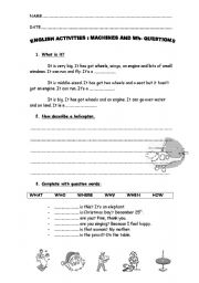 English Worksheet: Machines and wh- questions