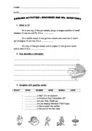 English worksheet: Machines and wh- questions