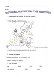 English worksheet: The Weather (part 1)