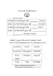 English worksheet: Cultural differences