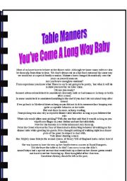 English Worksheet: Table Manners Today And Gross Manners Of The Past