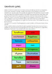 English Worksheet: EMOTIONS GAME