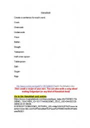 English Worksheet: Hanukkah work sheet