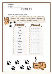 English Worksheet: Do Plural With the CAT