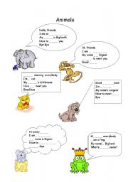 English Worksheet: greeting animals