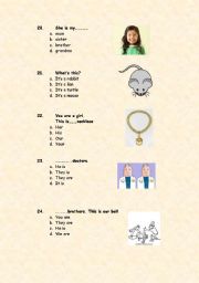 English Worksheet: Grammar and vocabulary revision (part 2) junior 