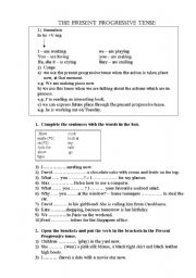 English worksheet: the present progressive taense