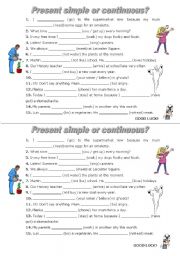 English Worksheet: PRESENT SIMPLE AND CONTINUOUS REVIEW 