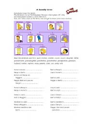 English Worksheet: The Simpsons family tree