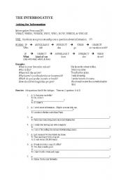English Worksheet: Introduction to the Interrogative