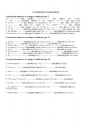 English worksheet: conditionals type 1.2. 3.