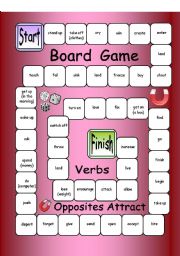 English Worksheet: Board Game - Opposites Attract (Verbs)
