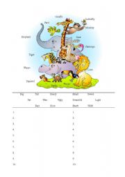 English Worksheet: Comparative animals