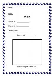 English worksheet: My Pet