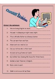 English worksheet: grammar revision