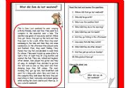 English Worksheet: What did Sam do last weekend?