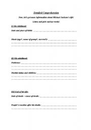 English Worksheet: michael jacksons biography