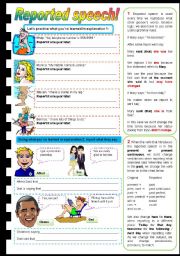 English Worksheet: Reported Speech - brief guide & exercises (fully editable)