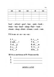 English Worksheet: vowels-the couples
