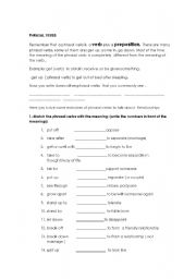 English Worksheet: phrasal vebs