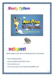 English Worksheet: MONTY PYTHON WEBQUEST (n1) (6 pages, 7 tasks, comprehensive PROJECT & KEY)