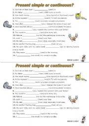 English Worksheet: PRESENT SIMPLE AND CONTINUOUS REVIEW