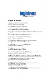 English worksheet: English test