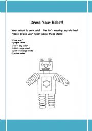 English Worksheet: Dress your robot.