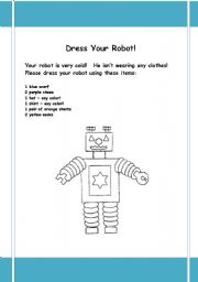 English worksheet: Dress your robot.