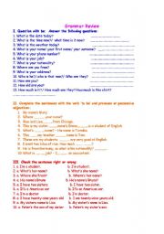 English Worksheet: Grammar  review