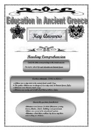 English Worksheet: Education in Ancient Greece Part 2 Key Answers