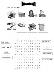 English Worksheet: places in a town
