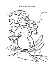 English Worksheet: Colour the snowman