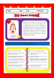 English Worksheet: my best friend