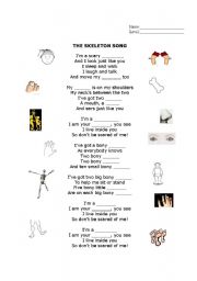 English worksheet: the skeleton song - fill the gaps