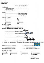 English Worksheet: 5th grade quiz