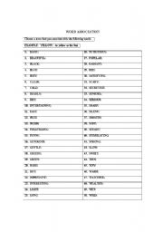 English Worksheet: Word Association