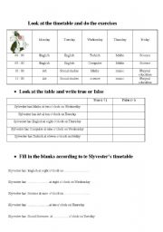 English worksheet: timetables