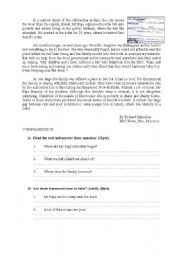 English Worksheet: Reading Comprehension Quiz