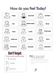 English Worksheet: How do you Feel Today