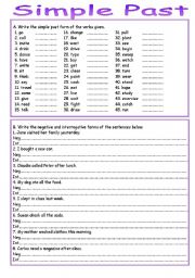 English Worksheet: Simple Past I